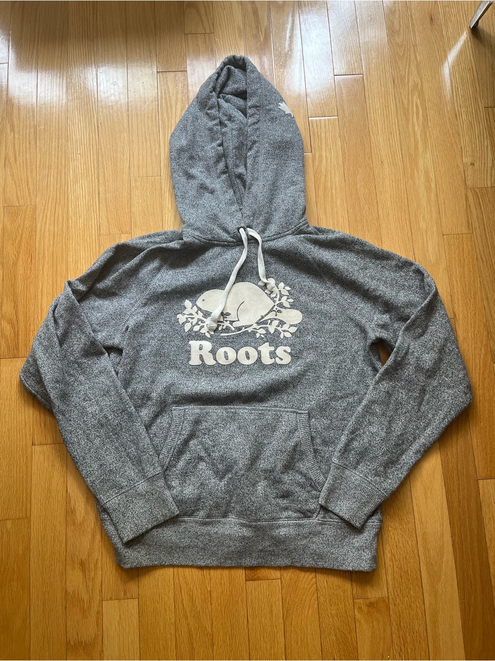 Roots Salt and Pepper Hoodie with White Beaver Logo